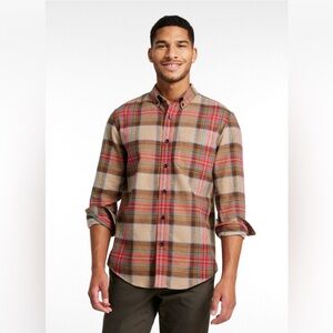 L.L. bean Men's Scotch Plaid Flannel Shirt, Slightly Fitted size Large LL bean